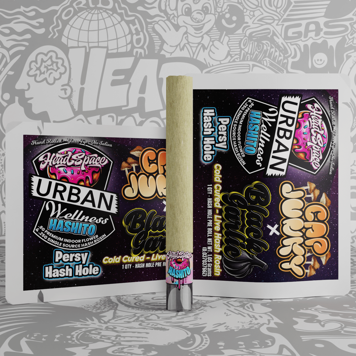 cap junky black garlic packs and prod -min